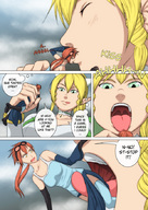 drawing giantess blonde comic color blue_eyes handheld glasses yellow_eyes elf red_hair open_mouth pre_vore sylph commission kibate sword_art_online pointed_ears jsxeno leafa_(soa)