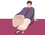 drawing giantess color toes barefoot brunette purple_eyes short_hair sitting foot_play under_foot jj-psychotic smush