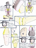 feet comic color barefoot socks witch shrunken_men shrunken_man rub english hat between_feet commission rosario_vampire yukari inside_sock dragonskull01 darkspeedxz