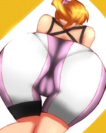 blonde butt ponytail pants point_of_view about_to_sit gundam_build_fighters_try hoshino_fumina multicolor_pants dokozo-no-aho