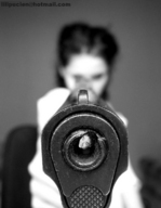 collage monochrome gun shrunken_man lilipucien