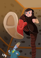 drawing giantess feet color shrunken vampire indoors raised_foot imminent_crush hotel_transylvania kisparlius mavis_dracula