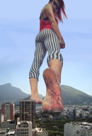 collage city mega destruction barefoot buildings low_angle red_hair sole looking_down sunglasses mountains dirty_soles point_of_view perspective insetosonhador