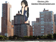 drawing giantess swimsuit buildings giantess_mio waterfront