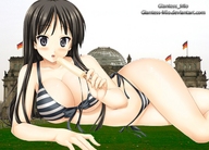 drawing swimsuit cleavage lying_down grass looking_at_viewer giantess_mio