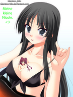 drawing cleavage hand shrunken_woman bikini_top giantess_mio between_breasts