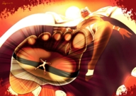 drawing giantess feet color soles foot_crush guilty_gear fanart cruel point_of_view landing apeiron-macro ramlethal_valentine through_ground