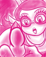 drawing monochrome finger glasses curious looking_at_viewer poking homestuck feferi_peixes twisted_persona