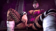 insertion red_hair animation between_fingers unwilling borderlands digital_render mad_moxxi t_soni source_film_maker lilith_(borderlands)