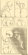 insertion comic monochrome butt shrunken_men anal_insertion shrunken_man dangle pushing gokaivore claire claymore