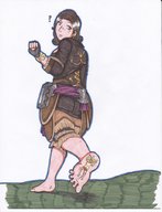 drawing barefoot brunette short_hair shrunken_men foot_crush shrunken_man looking_down no_background