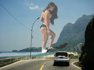 collage mega long_hair swimsuit barefoot ocean wet wonderslug walking mountains sky road wading michelle_lewin