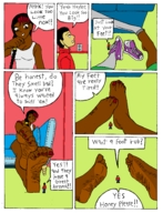 drawing color barefoot socks shrunken_men shrunken_man dark_skin dialogue chadchechak removing_socks