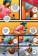 drawing crush panties upskirt comic aroused color playful blue_hair sweat camel_toe shrunken_man crotch bedroom revenge pussy_grinding bully agnitnurk maxman night_shirt