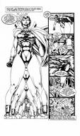 breasts drawing growth giantess giga city mega comic monochrome destruction rampage story gloves airplane cruel series fist cape leotard dialogue villain helmet big_uns drusilla