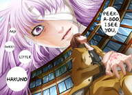 drawing giantess mega color long_hair bandages purple_hair purple_eyes low_angle kuraigts looking_at_tiny fate/extra fate_(series) kingprotea