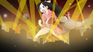 drawing giantess pussy city black_hair color armor mecha destruction rampage angry kimono black_eyes fighting no_panties robots convenient_censorship searchlights sayonara_zetsubou_sensei kitsu_chiri