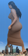 giantess collage city mega butt high_heels brunette dress skyscrapers sky kim_kardashian thehornedpine