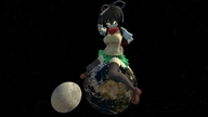 giantess earth space planet skirt moon socks sitting looking_down digital_render cosmic_giantess sitting_on_planet