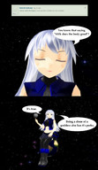 giantess white_hair earth giga space long_hair moon dialogue digital_render cosmic_giantess sitting_on_planet desu-of-hakurei