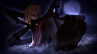 giantess mega barefoot moon sitting night outdoors closed_eyes digital_render