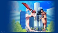 drawing giantess city color destruction rampage playful glasses underwear foot_crush running giantesses hide_and_seek apeiron-macro