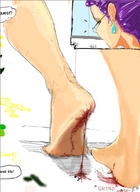 drawing crush barefoot soles purple_hair blood unaware cruel stuck_to_foot rarity