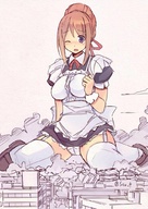 drawing panties mega color destruction seo_tatsuya brunette stockings crying kneeling rubble looking_down maid_uniform dity