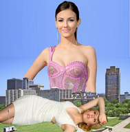 giantess collage blonde buildings brunette multiple_sizes smiling lying_down giantesses outdoors earrings victoria_justice jennette_mccurdy thehornedpine