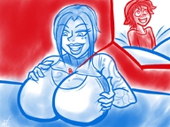 drawing huge_breasts smiling looking_down source_needed borderlands twisted_persona maya_(borderlands)