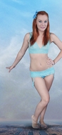 collage mega destruction barefoot red_hair unknown_artist sky looking_at_viewer