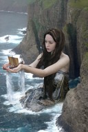 giantess collage handheld ocean wet brunette unknown_artist ships cliff palms looking_at_tiny
