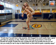 giantess collage nude small_man barefoot domination smiling story giantesses pinned under_foot floor looking_at_viewer squeezemeflat gym basketball_court