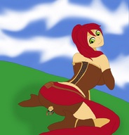 drawing giantess color butt_crush green_eyes red_hair request rwby final7darkness pyrrha_nikos jaune_arc racerboy413