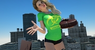 giantess city blonde buildings hand sky redfiredog digital_render