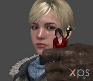 giantess blonde handheld shrunken_woman watermark looking_at_tiny digital_render gtspose