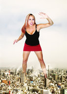collage city mega blonde destruction buildings unknown_artist legs skyscraper