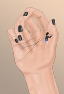 drawing gentle color shrunken_men hand shrunken_man nail_polish point_of_view on_palm hand_worship gam3rgodd3ss