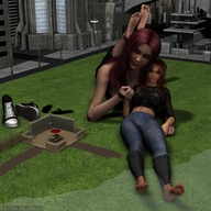 giantess barefoot buildings multiple_sizes lying_down grass darkest_hour holding_hands digital_render