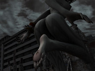 giantess crush city barefoot buildings soles low_angle streets under_foot point_of_view stuck_to_foot street_view digital_render waking