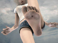 crush blonde barefoot blood foot_crush shorts death open_mouth dirty_soles point_of_view stuck_to_foot stuck_to_sole digital_render