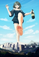 drawing giantess city mega color barefoot buildings soles bottle drunk sky point_of_view raised_foot imminent_crush