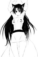 drawing gentle giantess sleeping monochrome long_hair shrunken_woman cat_girl neko-witch-tiffany inked on_breasts frosover bleach_parody