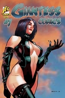 drawing giantess comic handheld cleavage gloves advertisement sky sample_image femforce ac_comics looking_at_tiny giantess_comics