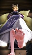 crush barefoot shrunken_man fox_girl raised_foot imminent_crush digital_render