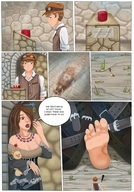 comic color barefoot cleavage brunette story shrinking_man button necklaces teddy_bear ayami6 leather_belts stone_wall