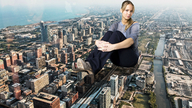 collage city mega blonde clothed buildings sitting skyscraper looking_at_viewer jennifer_lawrence thehornedpine