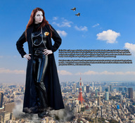 collage city mega destruction story red_hair jets skyscraper sky city_scape military_jet big-n-evil latex_invader