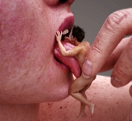 tongue mouth licking finger shrunken_man between_fingers imminent_vore digital_render flagg3d licking_him_up