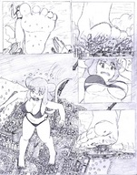 drawing giantess city mega comic monochrome swimsuit destruction barefoot embarrassed walking mouse_girl hank88